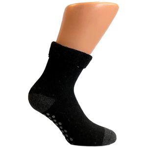 Boru Wollen Anti Slip Sokken Met Omslag Zwart (Maat: 35-38)
