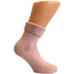 Boru Wollen Anti Slip Sokken Met Omslag Roze