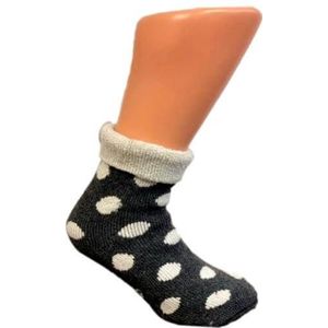 Boru Wollen Anti Slip (Dots) Sokken Met Omslag Antraciet