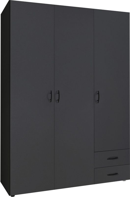 Kledingkast Baarlo - Draaideurkast - Grafiet - 3 Legplanken, 1 Roede, 2 Lades