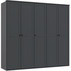 Kast - Tudela - Kledingkast - Zwart - Plaatmateriaal - Draaideuren