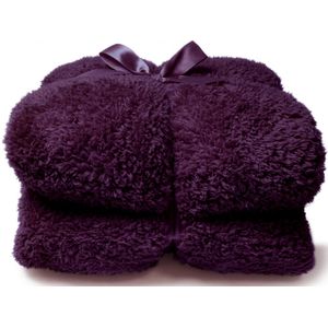 Unique Living Plaid Teddy - Polyester - Paars - 150x200 cm (BxH) - Fleece - Wasbaar