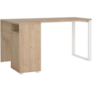Woonexpress Bureau Bram - Plaatmateriaal / Metaal - Wit/Hout - Eiken/Hout - Naturel 100 Cmx76 Cmx100cm (BxHxD)