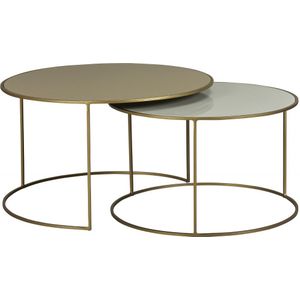 Liema - Salontafel Rond - Set van 2 - Goud - Glas
