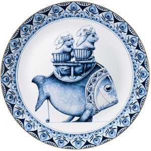 Heinen Delfts Blauw - Wandbord Hoekstra Vis - Porselein - Blauw - Ø 42 cm