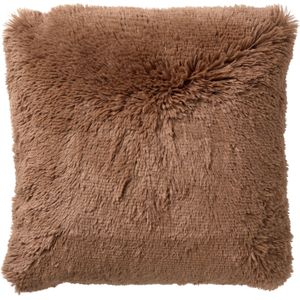 Dutch Decor FLUFFY - Sierkussen 60x60 cm - superzacht - XL kussen - Tobacco Brown - bruin - Inclusief binnenkussen