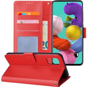 Telefoon Wallet Bookcase geschikt voor Samsung Galaxy A8 (2018) - Portemonnee telefoonhoesje voor Bankpassen - Kunstleer - Siliconen Houder - Magnetische sluiten- Rood