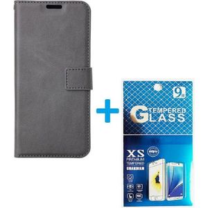 Boekhoesje en 2x Screenprotector geschikt voor iPhone 13 - Grijs