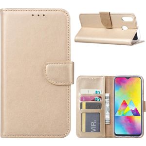 Hoesje geschikt voor Samsung Galaxy M20 Power - Bookcase Goud - portemonnee hoesje