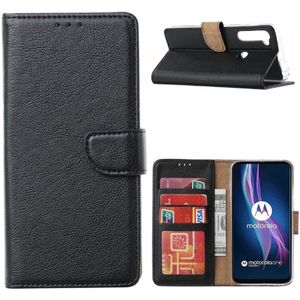 Hoesje geschikt voor Motorola One Fusion Plus - Bookcase Zwart - portemonnee hoesje