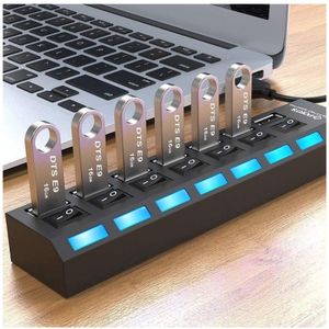 USB Hub splitter met USB-hub adapter compatibel met MacBook, Windows en meer (7-poorts 2.0)