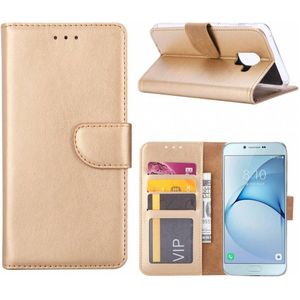 Telefoon Wallet Bookcase geschikt voor Samsung Galaxy A6 2018 - Portemonnee telefoonhoesje voor Bankpassen - Kunstleer - Siliconen Houder - Magnetische sluiten - Goud