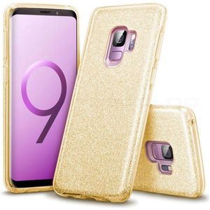 LuxeBass hoesje geschikt voor Samsung Galaxy S9 - Glitter Siliconen - Goud