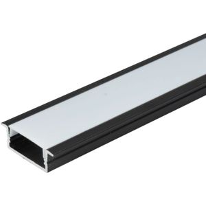LED Strip profiel Opaal Aluminium Zwart 1,5m afdekkap | 30x10mm | Inbouw