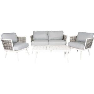 Stoel-bank loungeset "Yvonne" - Wit - Pure Garden & Living