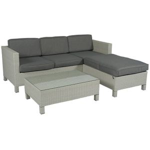 Hoekbank "Lima" Loungeset - 3-zits wicker - Lichtgrijs - Pure Garden & Living