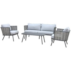 Stoel-bank loungeset "Yvonne" - Grijs - Pure Garden & Living