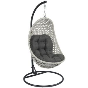 Hangstoel "Moon" wicker -  Rio lichtgrijs