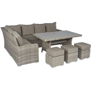 Hoekbank loungeset wicker "Monaco" Cappucino beige - Pure Garden & Living