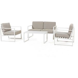 Pure Garden & Living Loungeset Zithoek Aluminium - Wit - 4 Delig