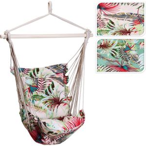 Braziliaanse Boho Hangstoel met Tropische Opdruk