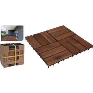 Terrastegels acaciahout set 9 stuks - 30x30cm - tuintegels