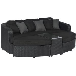 Pure Garden & Living Palma lounge eiland wicker zwart