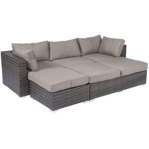 Ligbed Wicker "Tripoli" Loungeset - bruin/grijs - Pure Garden & Living