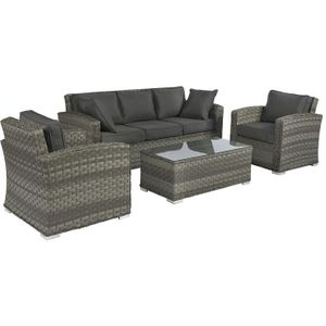Zithoek "Cairo" Wicker loungeset - Elegant donkergrijs  - Pure Garden & Living