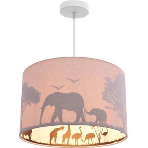 Roze dieren hanglamp Safari, Binnenzijde doorschijnend