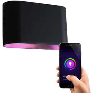 Moderne smart wandlamp zwart, Rodigo, 3W, RGBW