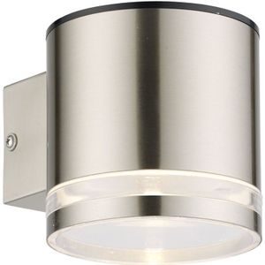 Moderne buiten wandlamp op zonne-energie chroom, Tommy, 1W, 2700K LED, IP54