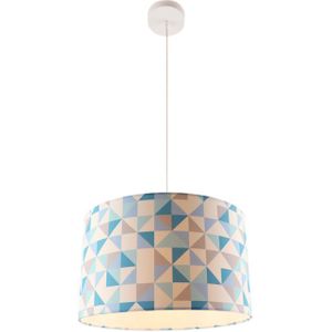 Ruitjesmotief hanglamp blauw, tienerkamer