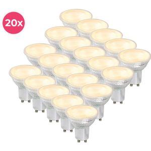 20-pack Dimbare transparante GU10 LED lamp Antonie, 5w, warm wit
