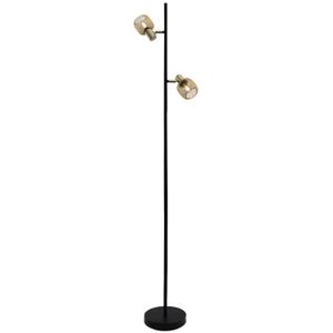 Industriële vloerlamp Emado, goud, metaal