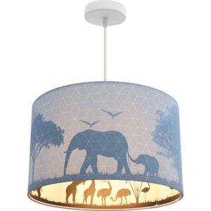Blauwe dieren hanglamp Safari, Binnenzijde doorschijnend