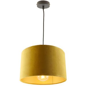Hanglamp Urvin, geel met goud velours, 30 cm