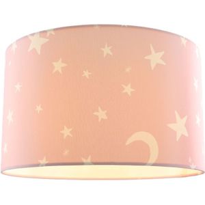 Olucia Stars - Kinderkamer Plafondlamp - Roze/Wit - E27