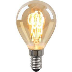 Dimbare Olucia E14 LED filament lamp Tuelo, amber, 4W, 2200K