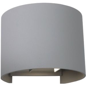 Grijze up-down wandlamp Dion, 6w, 4000K, rond, IP65