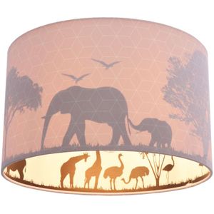 Olucia Safari - Kinderkamer Plafondlamp - Roze - E27