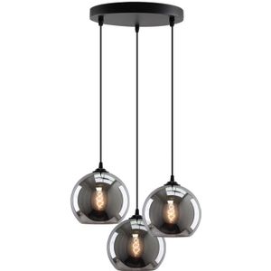 Grijze hanglamp Giada, rookglas, design, 3L