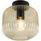 Amberkleurige plafondlamp Charlois, glas, retro