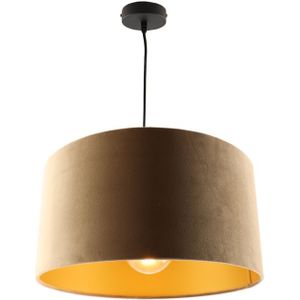 Hanglamp Urvin, taupe met goud velours, 40 cm