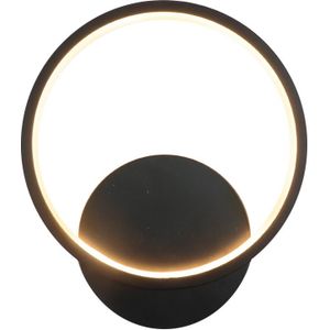 Zwarte wandlamp Clay, aluminium, rond, 12w, 2700K LED
