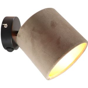 Olucia Wopke - Moderne Wandspot - Metaal/Stof - Goud;Taupe