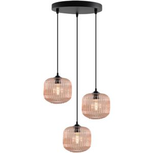 Roze hanglamp Charlois, glas, retro, 3L