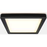 Zwarte badkamer plafondlamp Shivani, vierkant, IP44, 8W, 3000K LED