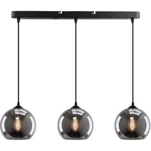 Grijze hanglamp Giada, rookglas, design, 3L