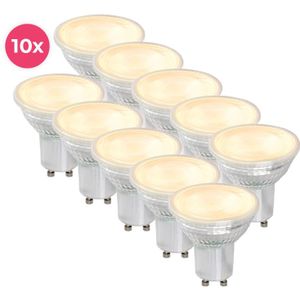 10-pack Dimbare transparante GU10 LED lamp Antonie, 5w, warm wit
